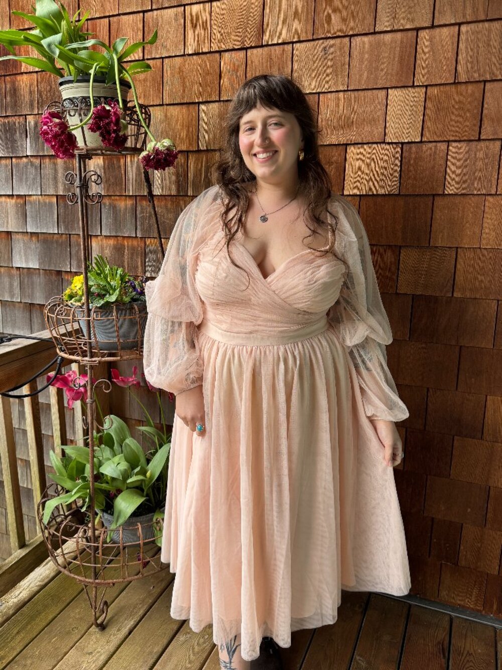 NWT Nabela Noor X Eloquii Surplice Neck Princess Puff Sleeve Dress - Women's 16